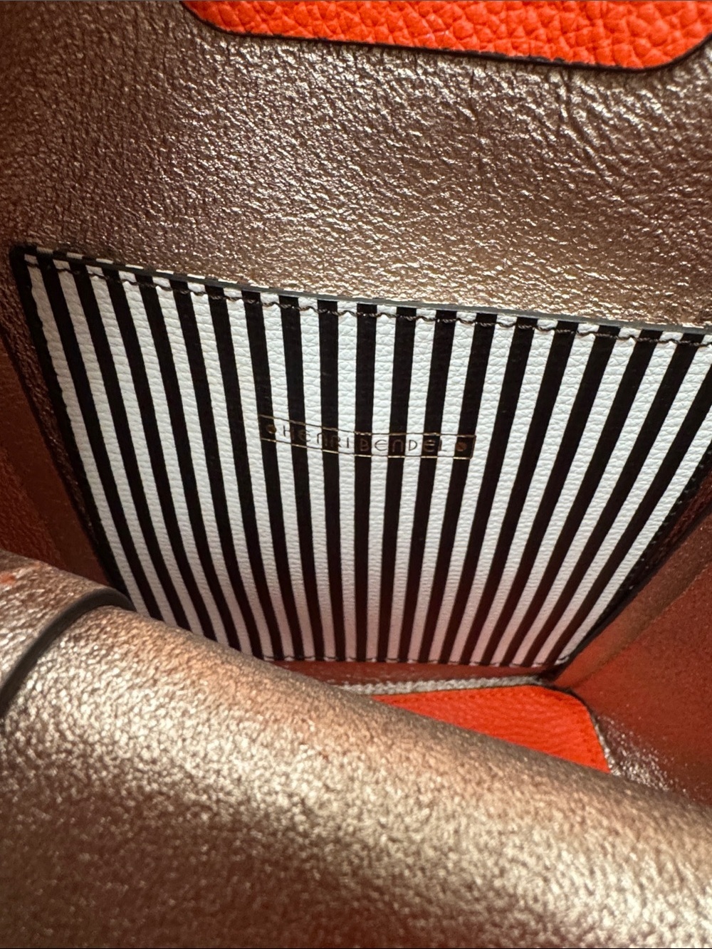 Henri Bendel Orange Leather Crossbody Tote Bag with Removable Strap - Picture 6 of 12